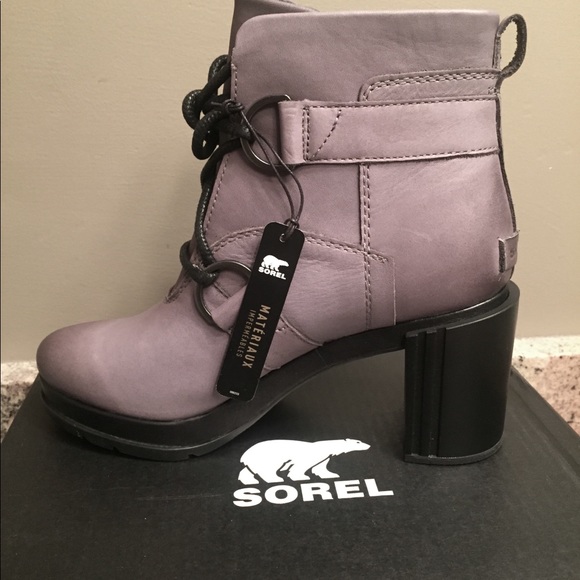 Sorel Margo Leather Lace Up Boots Quarry - Picture 6 of 7